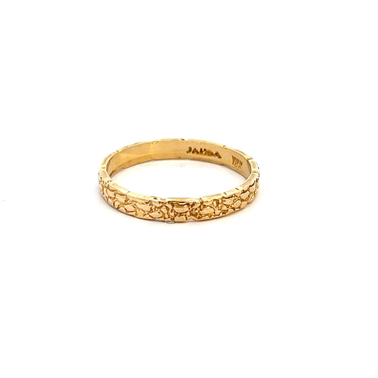 Gold Nugget Style Thin Band - 18k - Yellow Gold - Size 12.5