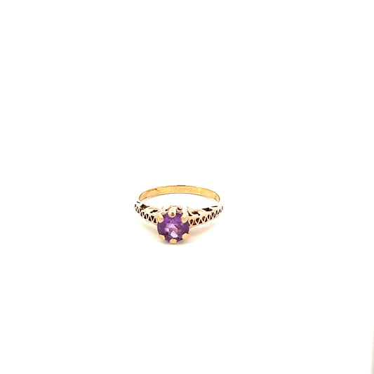 10kt Purple Stone Ring - 6 Prong Setting - Size 5.5