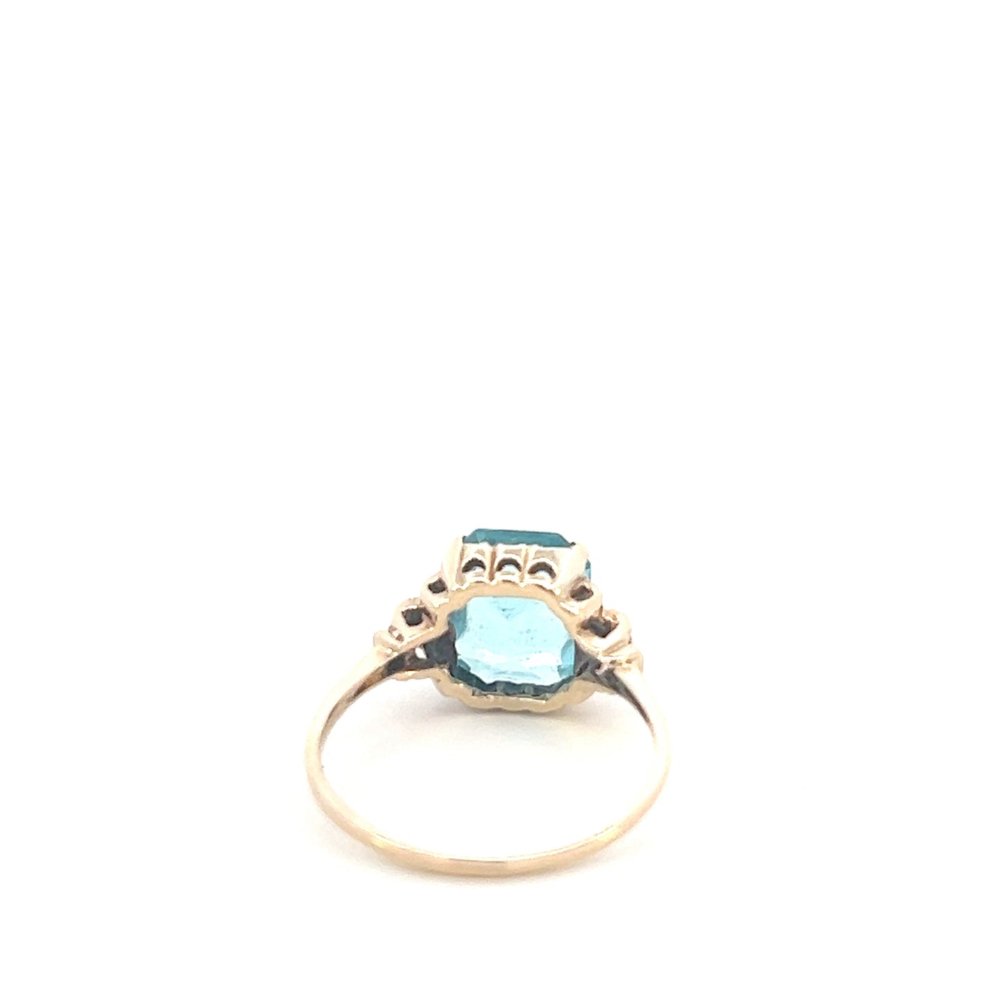 Stunning Blue Emerald Cut Ring 10k Size 7