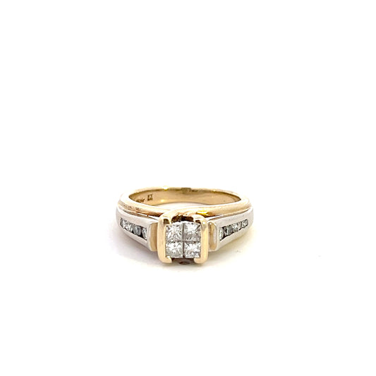 Princess Cut Fractional Diamond Ring - Two-Tone 14k - Size 5 - 0.40CTW Natural Diamonds
