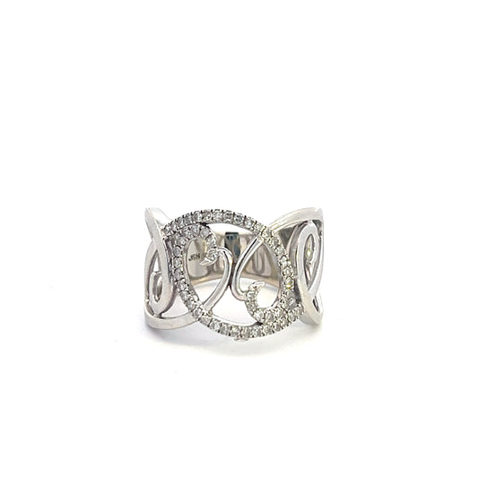 Diamond Swirl Heart Ring - 10k White Gold - Size 5.5 - 0.48ctw