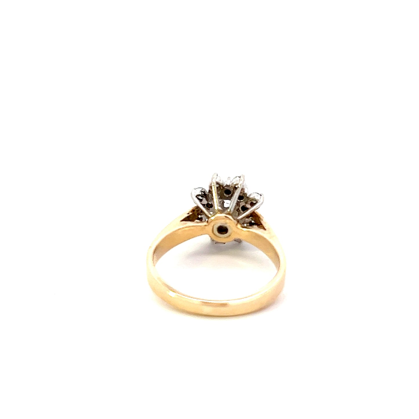 Mid Centry Flower Style Diamond Cluster Ring in Yellow Gold - 14k - .58ctw - Size 5