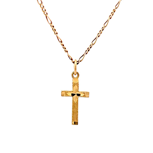16" Figaro Chain with Small Cross Pendant