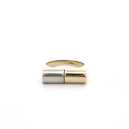 Abstract Minimalist 2-Tone Gold Ring - 10k - Size 7