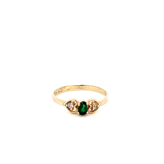Emerald Stone Ring - 10k - Yellow Gold - Size 7.5