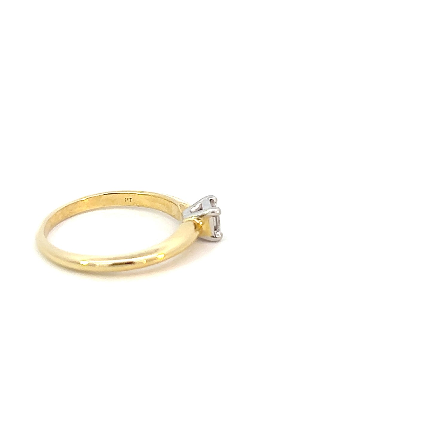 Princess Cut Solitaire Ring - Natural Diamond 0.26ct - 18k - Yellow Gold - Size 6.5