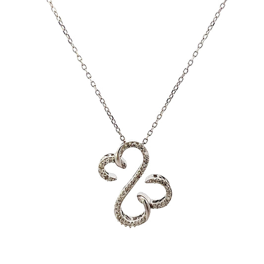 18" White Gold Necklace with Pendant - Abstract - 10k - .50CTW - White Gold