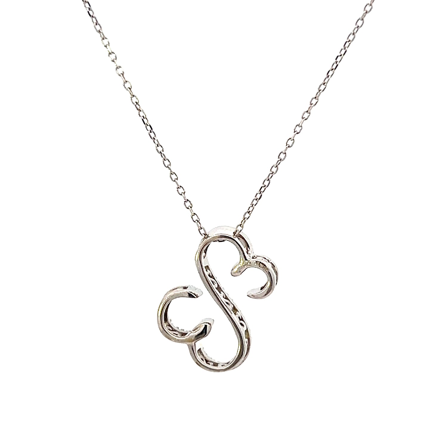 18" White Gold Necklace with Pendant - Abstract - 10k - .50CTW - White Gold