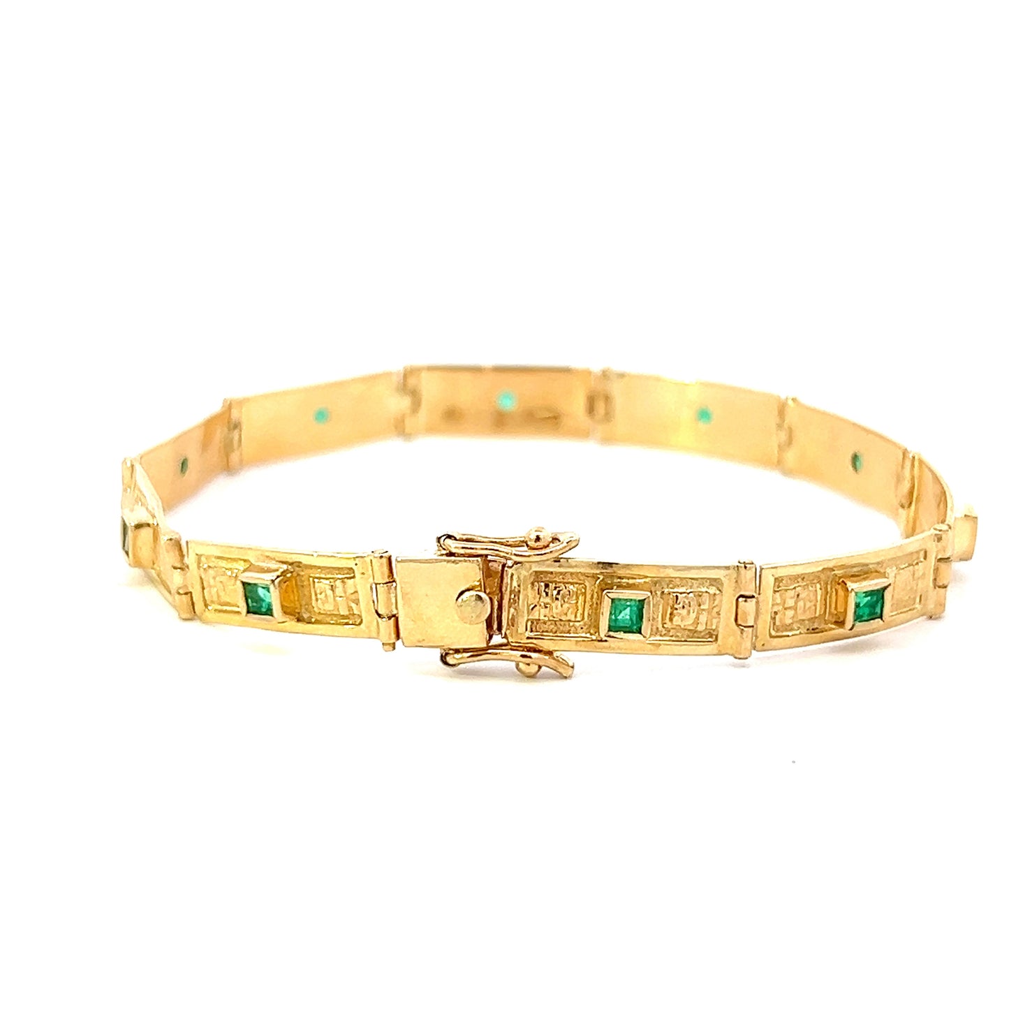 7" Emerald Bezel Set Bracelet - 18k - Yellow Gold