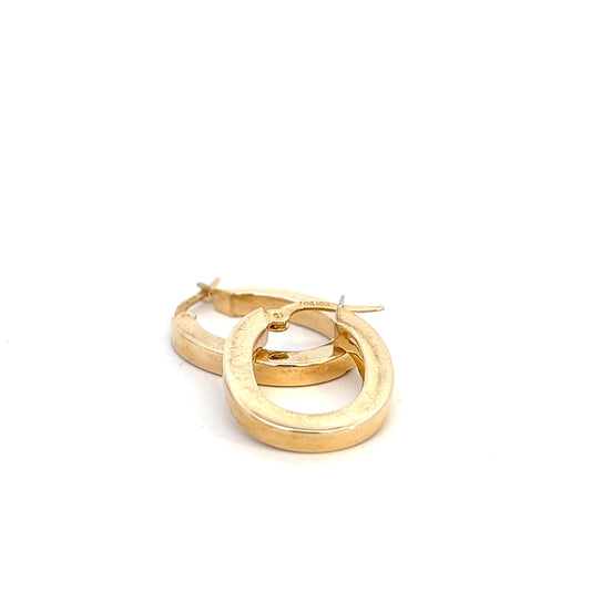Oval Hoop Earrings - MInimalist - Modern - 10k - Yellow Gold
