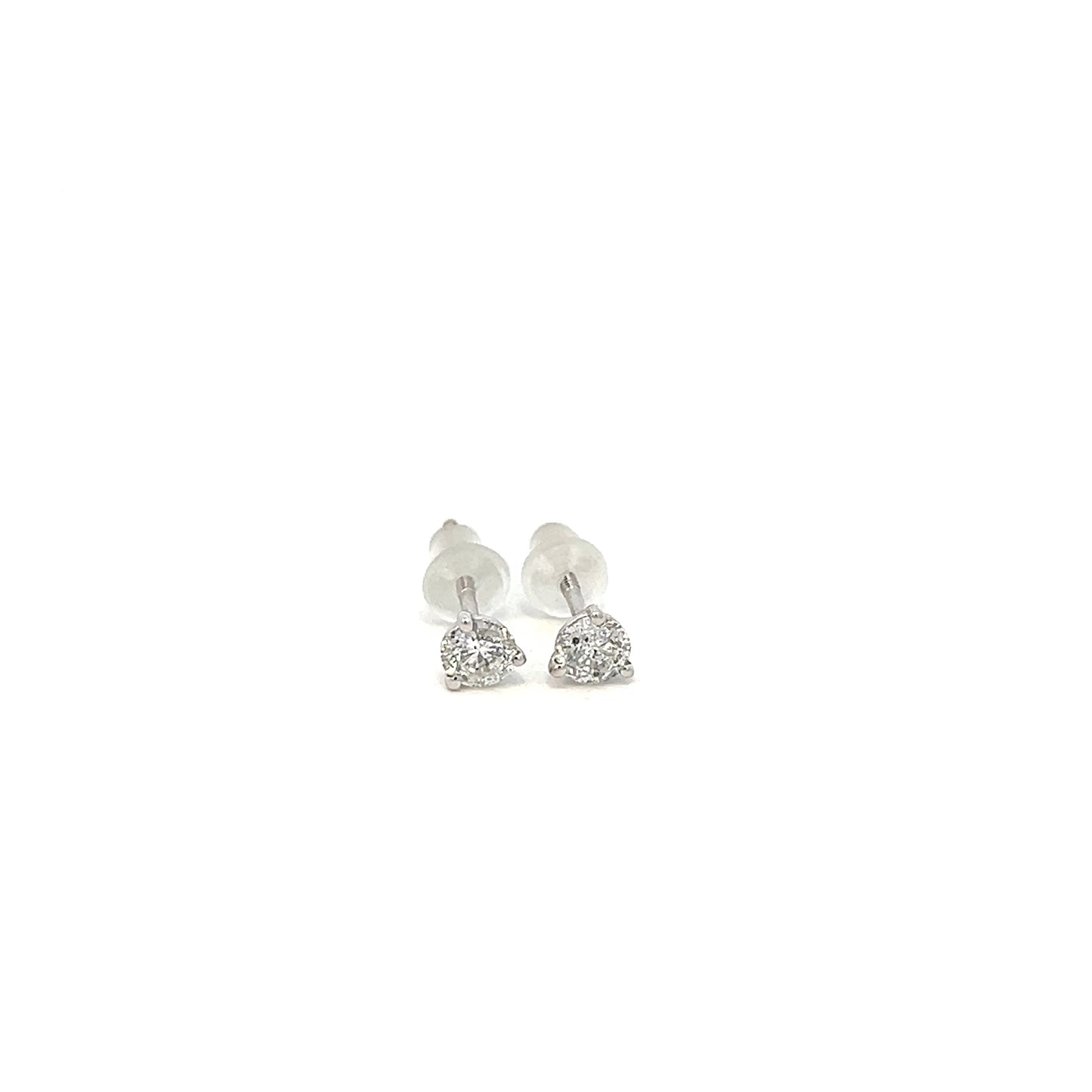 Natural Diamond Stud Earrings - 0.50ctw - 14k - White Gold - Silicon Backs