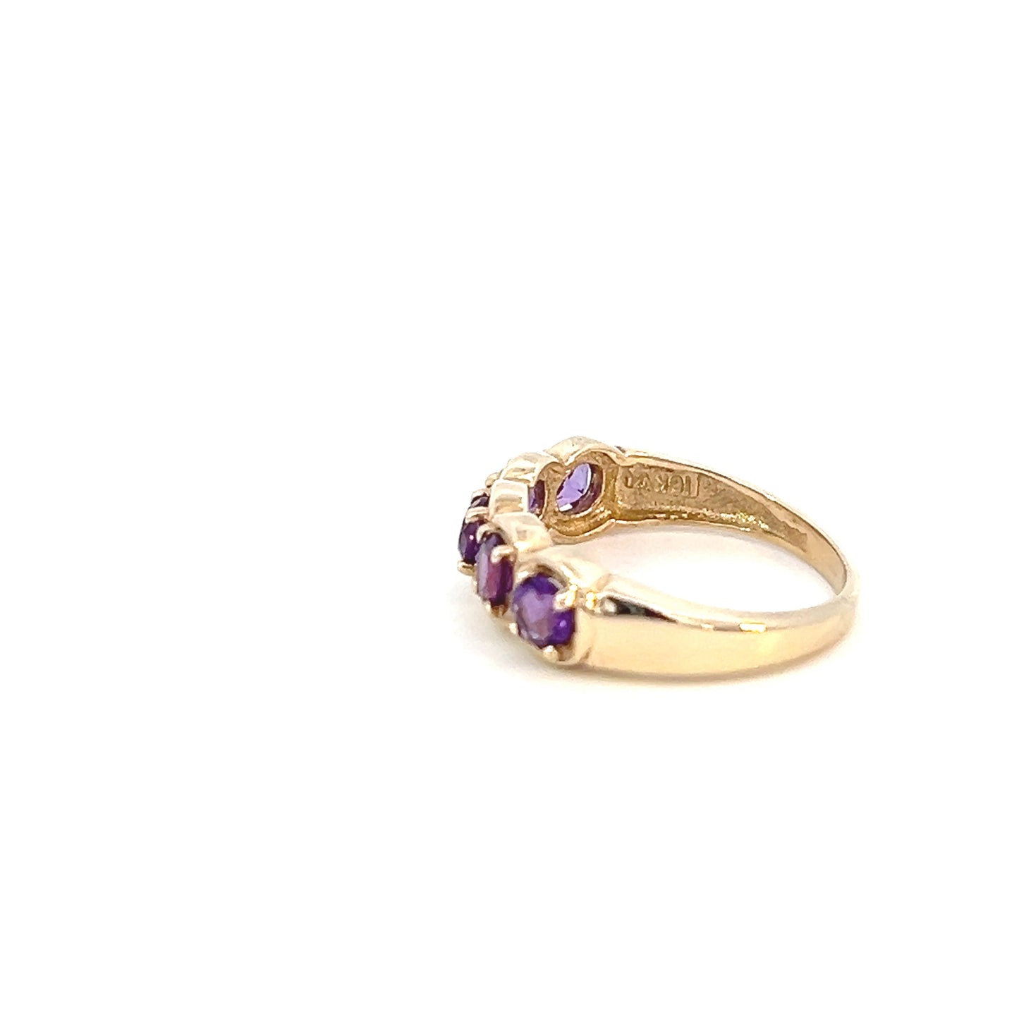 Amethyst Prong Set Ring - 5 Stones - 2.00ctw - 10k - Yellow Gold - Size 6