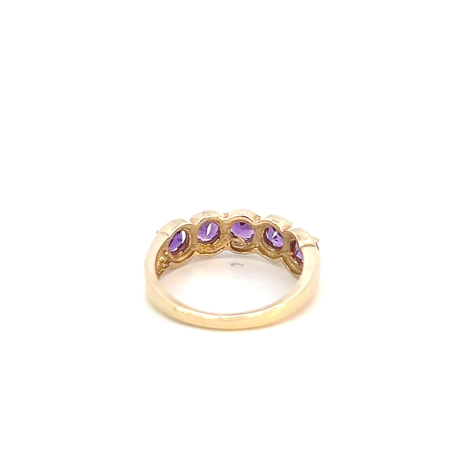 Amethyst Prong Set Ring - 5 Stones - 2.00ctw - 10k - Yellow Gold - Size 6