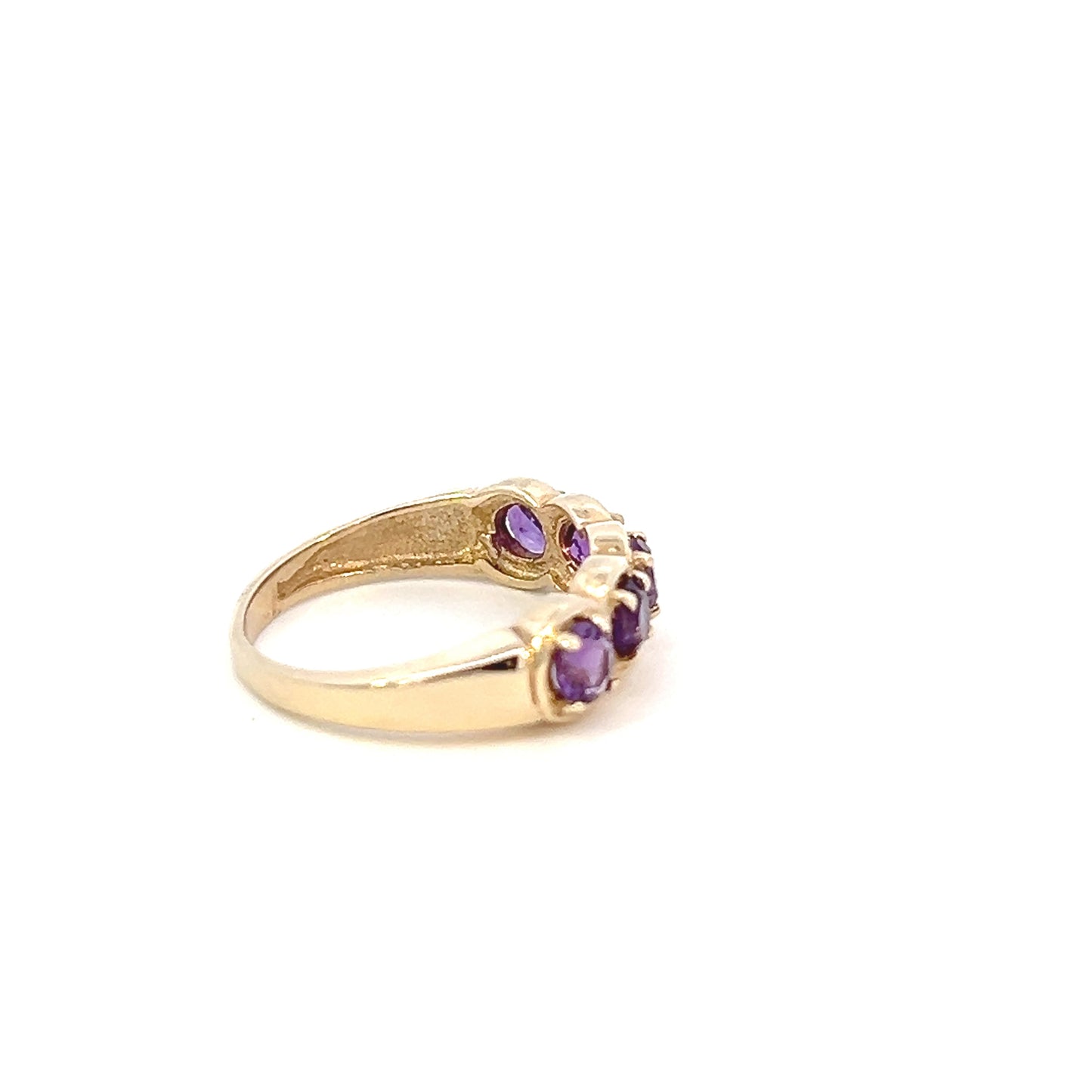 Amethyst Prong Set Ring - 5 Stones - 2.00ctw - 10k - Yellow Gold - Size 6