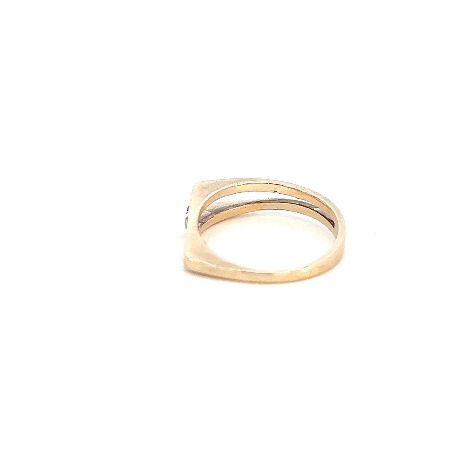 Diamond Chip Slant Ring - .01CTW - 10k - Yellow Gold - Size 6