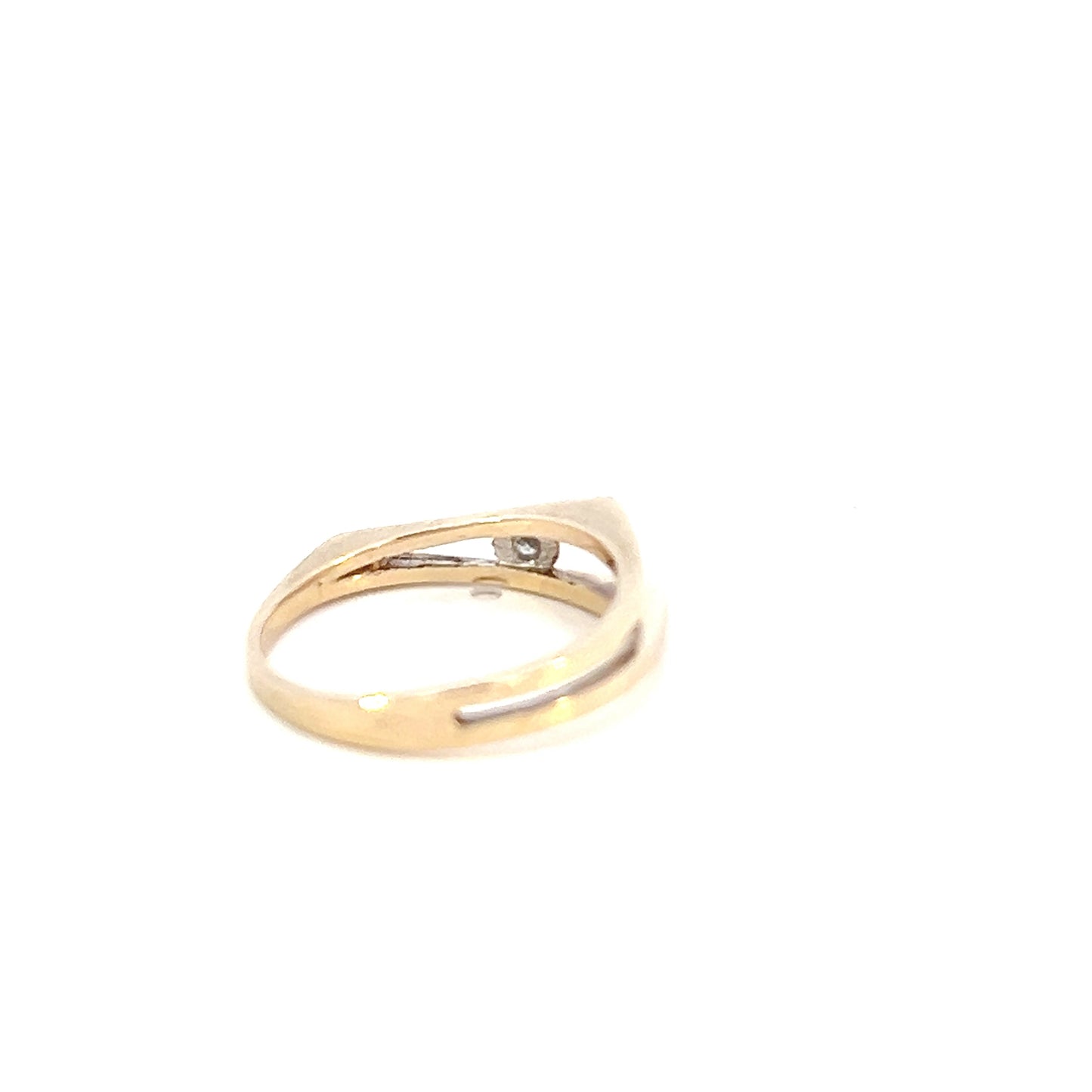 Diamond Chip Slant Ring - .01CTW - 10k - Yellow Gold - Size 6