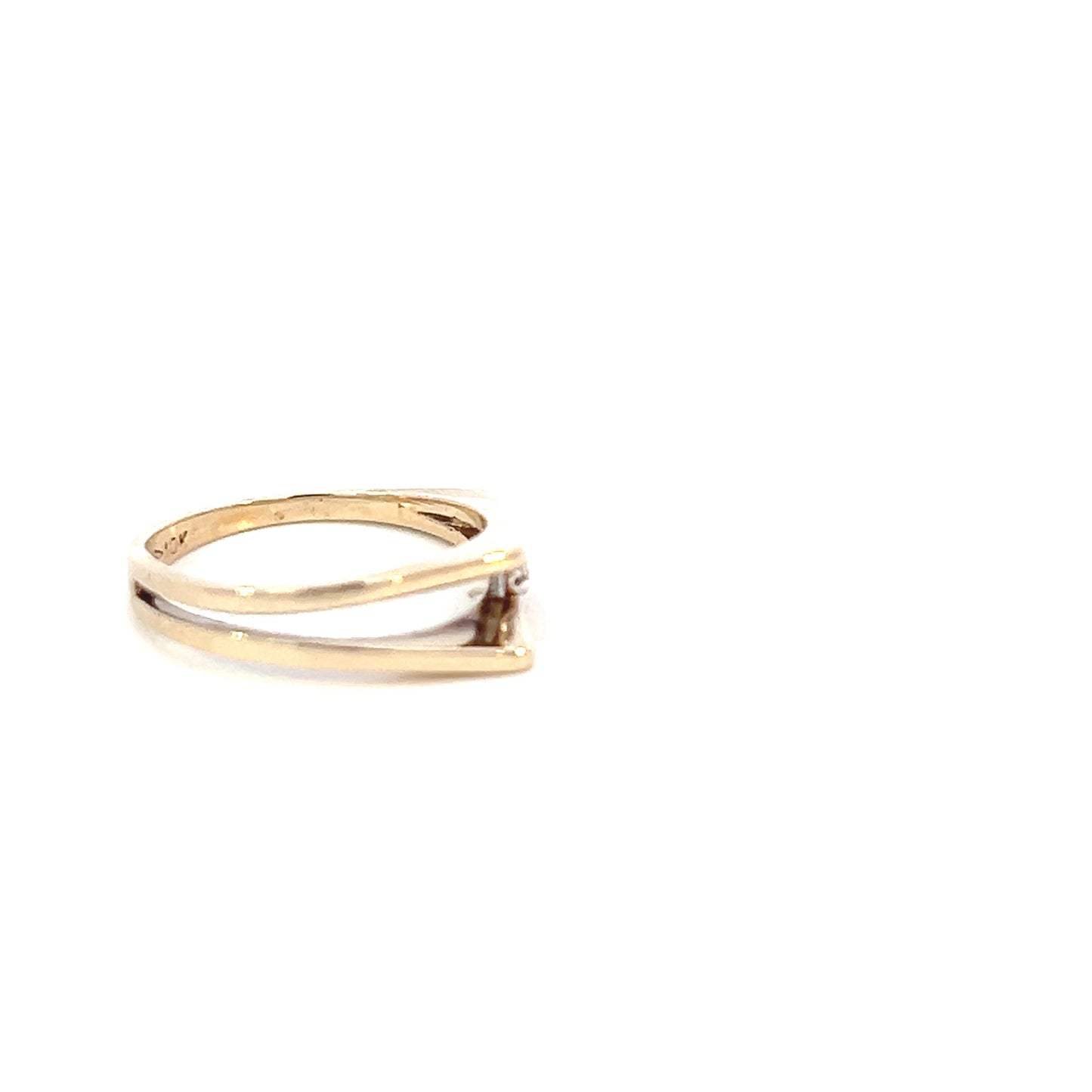 Diamond Chip Slant Ring - .01CTW - 10k - Yellow Gold - Size 6