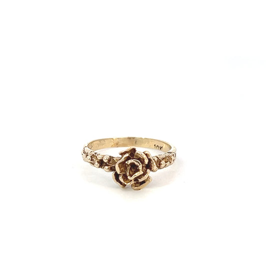 Vintage Rose Bud Ring - Yellow Gold - 10k - Size 8