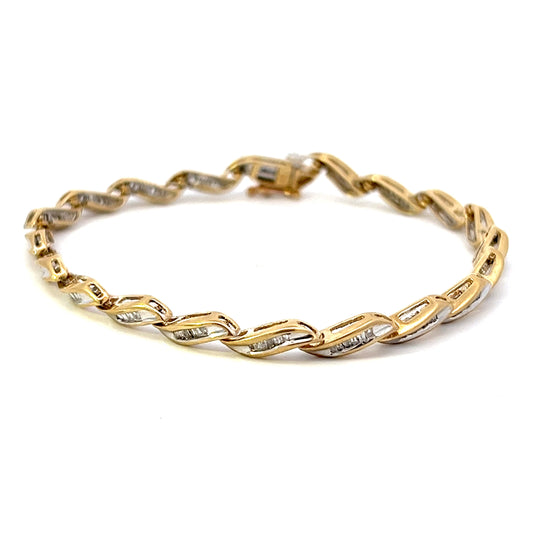 7.5" Baguette Diamond Tennis Bracelet - 10k - Yellow Gold - 1.20ctw