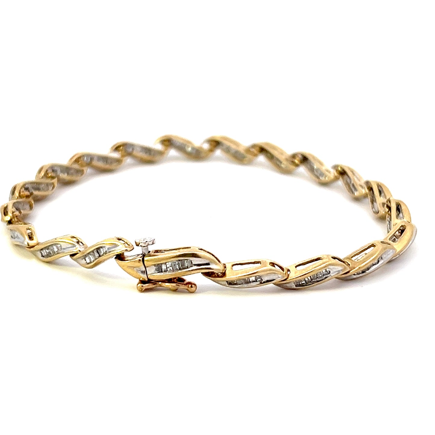 7.5" Baguette Diamond Tennis Bracelet - 10k - Yellow Gold - 1.20ctw