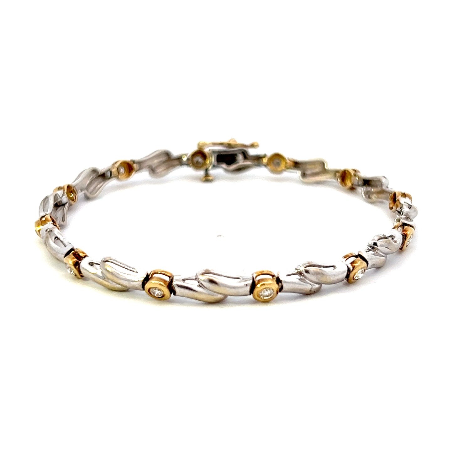 7.5" Diamond Bezel Tennis Bracelet - 0.36ctw - Two-Tone - 10k