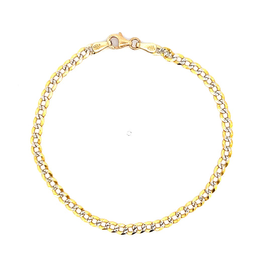 8" Diamond Cut Curb Bracelet - 10k - Two-tone Gold - 2.99g
