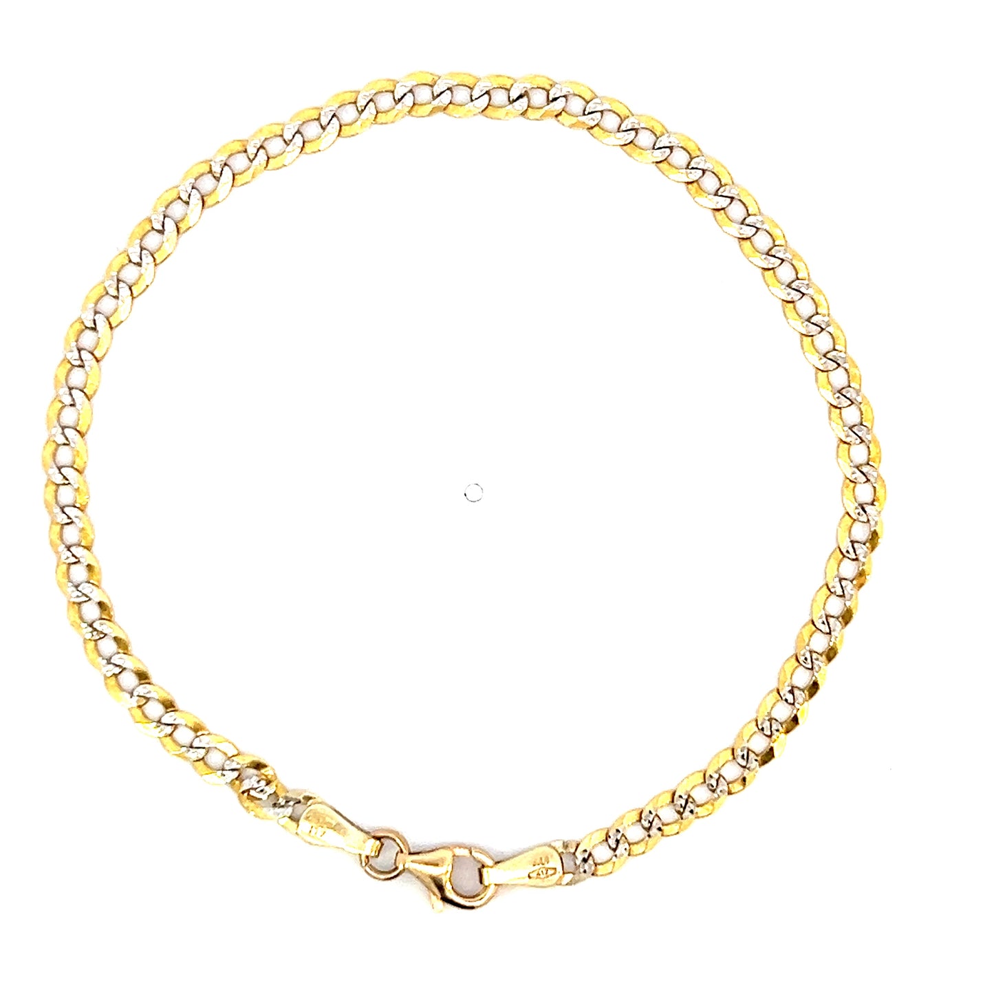 8" Diamond Cut Curb Bracelet - 10k - Two-tone Gold - 2.99g