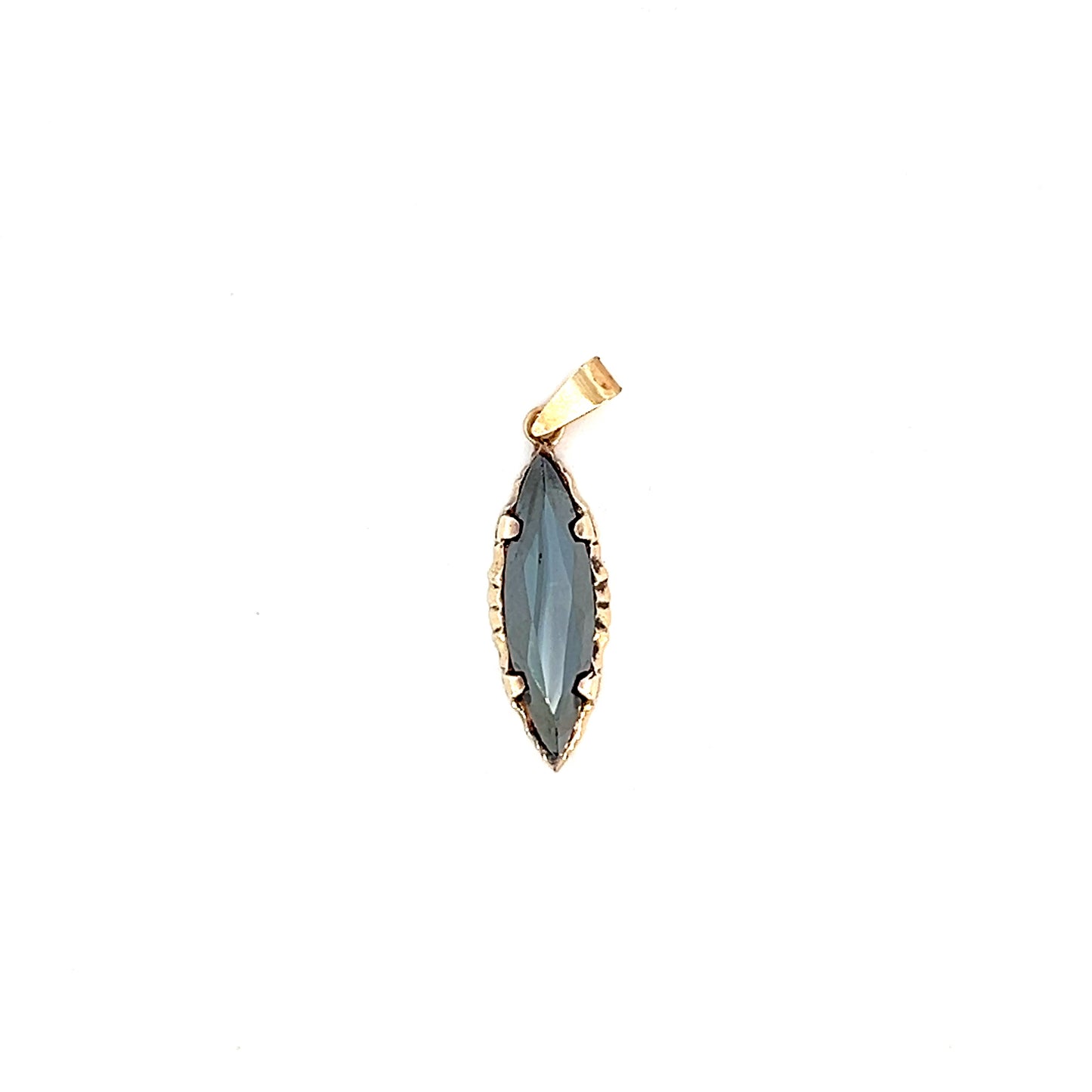 Black Alaska Marquise Pendant - 10k - Yellow Gold