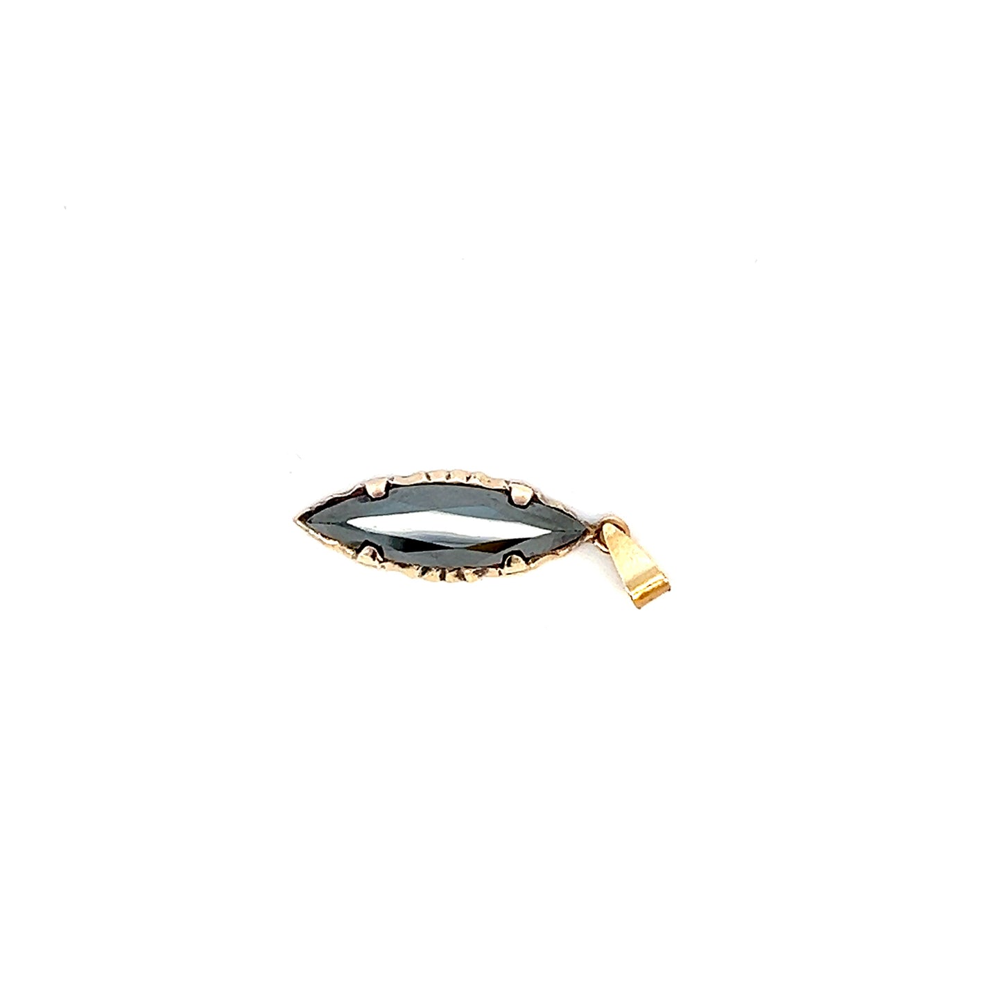 Black Alaska Marquise Pendant - 10k - Yellow Gold