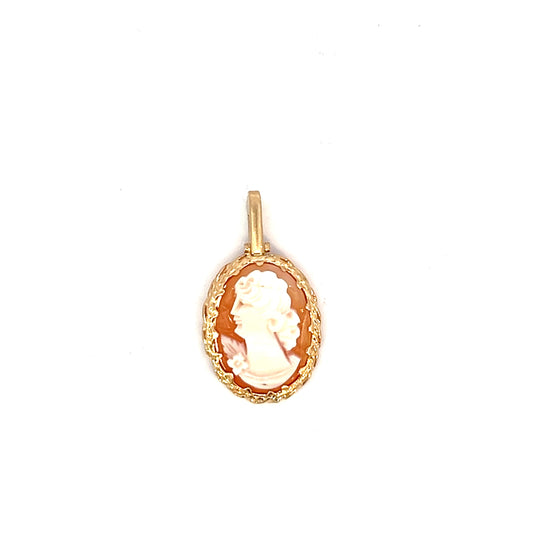 Antique Cameo Pendant - 14k - Yellow Gold - Clip-on Clasp