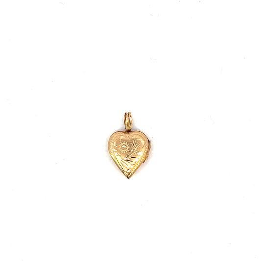 Small Etched Locket Pendant - 10k - Yellow Gold