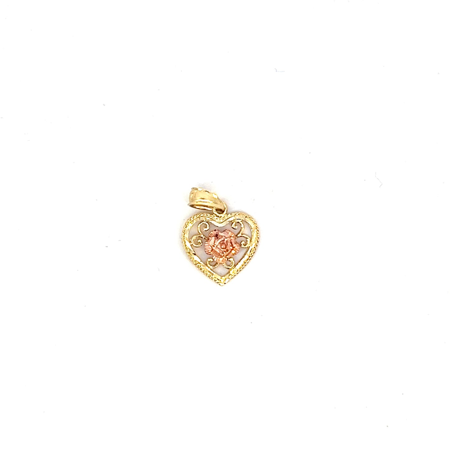 Darling Heart & Rose Pendant - Two-Tone - 14k