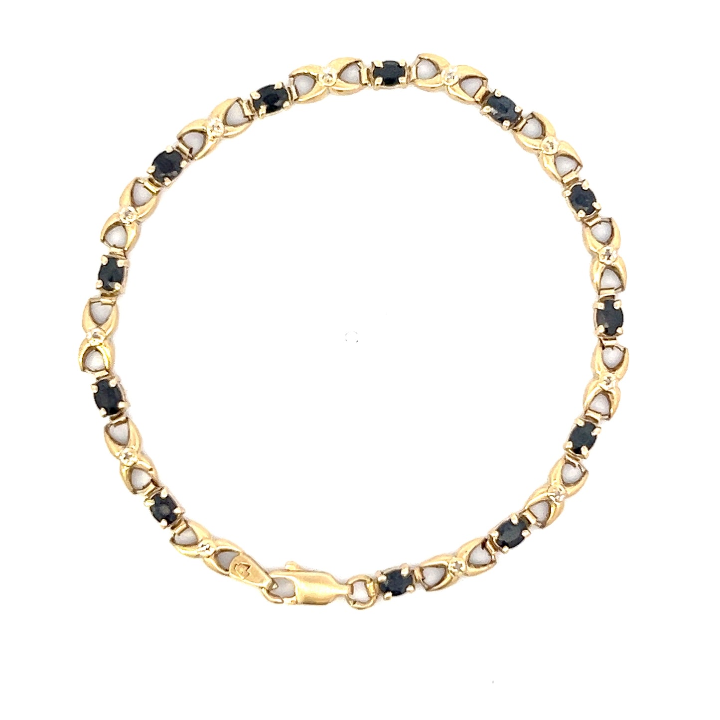 7" Oval Cut Sapphire Bracelet - 10k - Yellow Gold