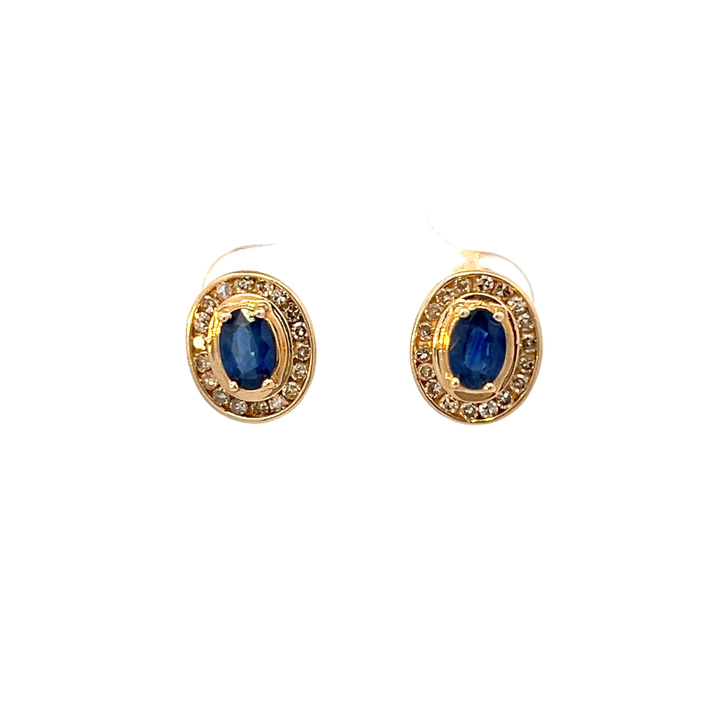 Oval Cut Sapphire Stud Earrings - 0.36ctw - 14k - Yellow Gold