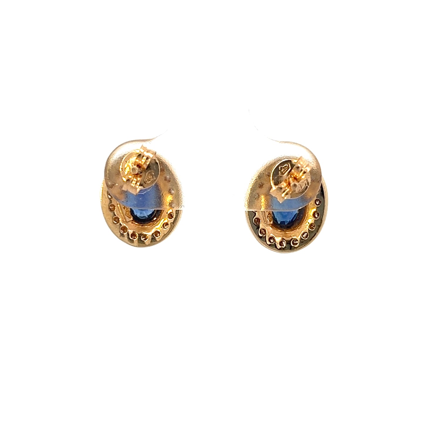 Oval Cut Sapphire Stud Earrings - 0.36ctw - 14k - Yellow Gold