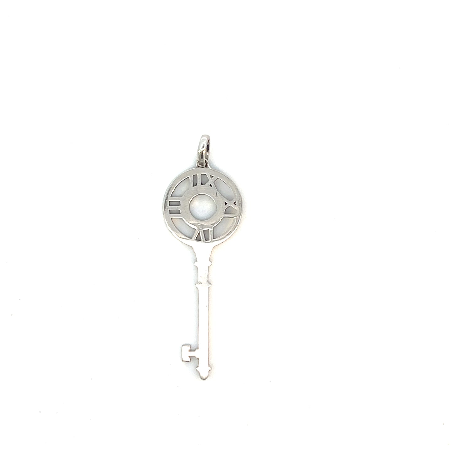 Key to Time Pendant with Diamonds - 0.020ctw - 14k - White Gold