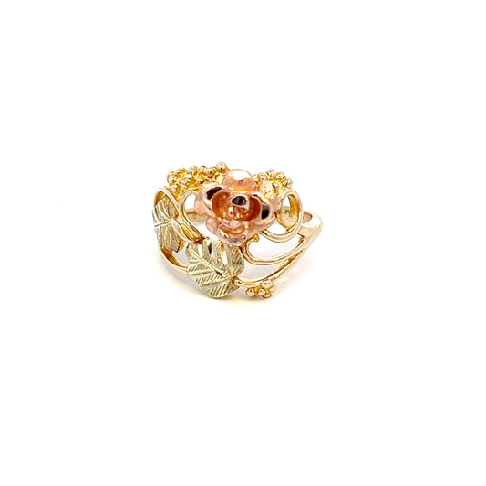 Springtime Feeling Rose Flower Ring - 10k - Two-Tone Gold - Size 7