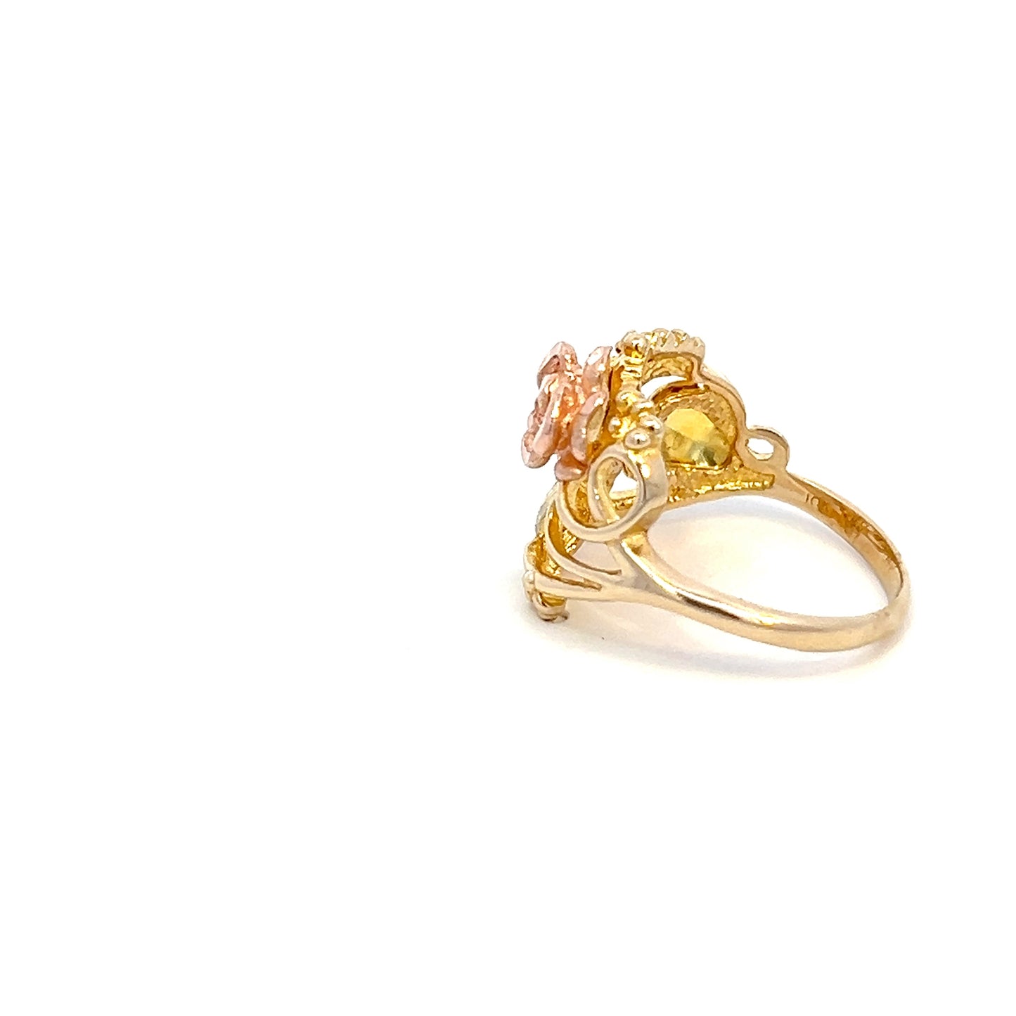 Springtime Feeling Rose Flower Ring - 10k - Two-Tone Gold - Size 7