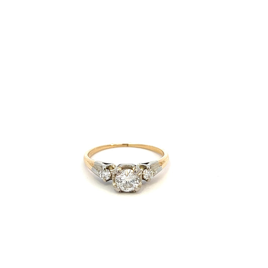 Dainty Vintage Natural Diamond Anniversary Ring - 0.56ctw - 14k - Yellow Gold - Size 5