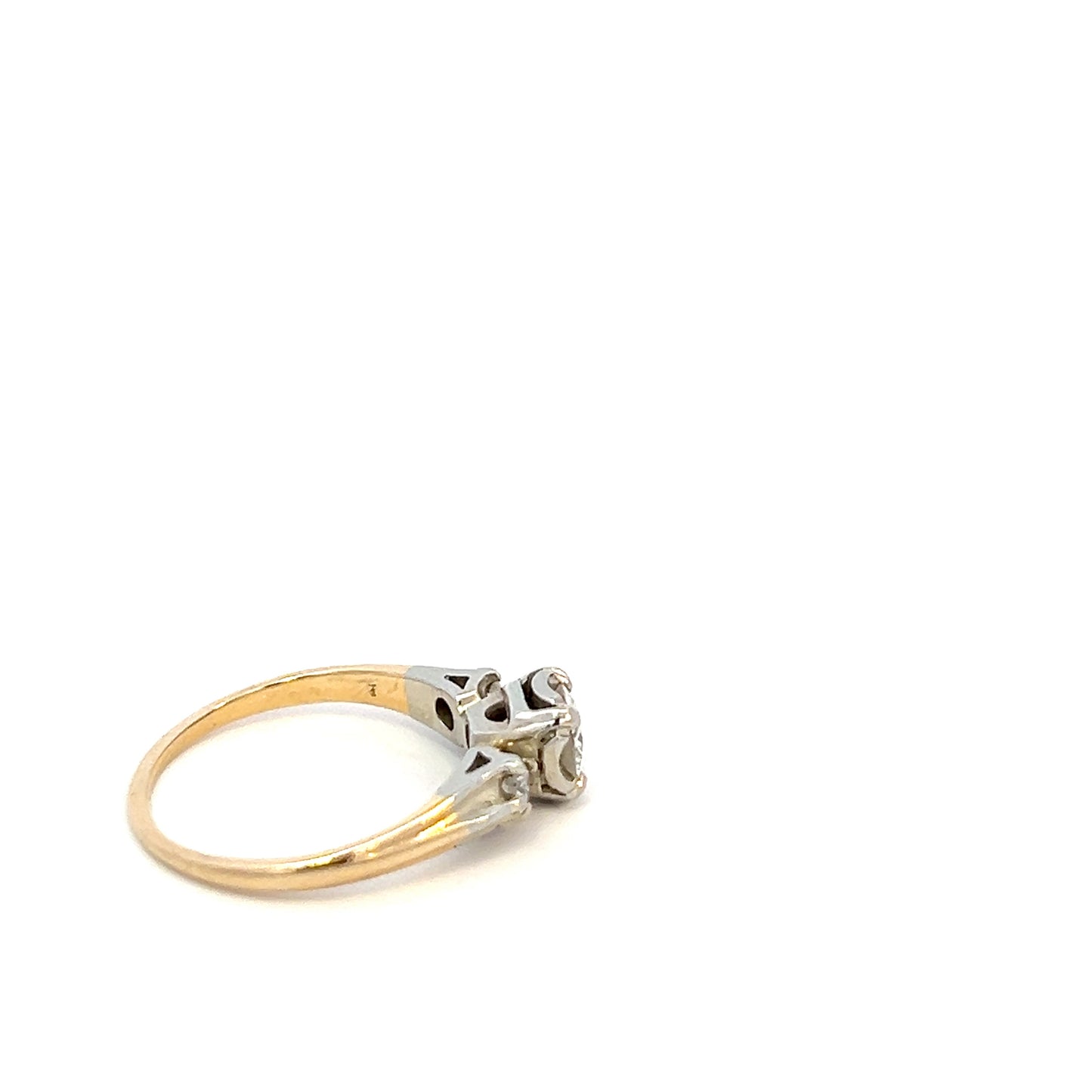 Dainty Vintage Natural Diamond Anniversary Ring - 0.56ctw - 14k - Yellow Gold - Size 5