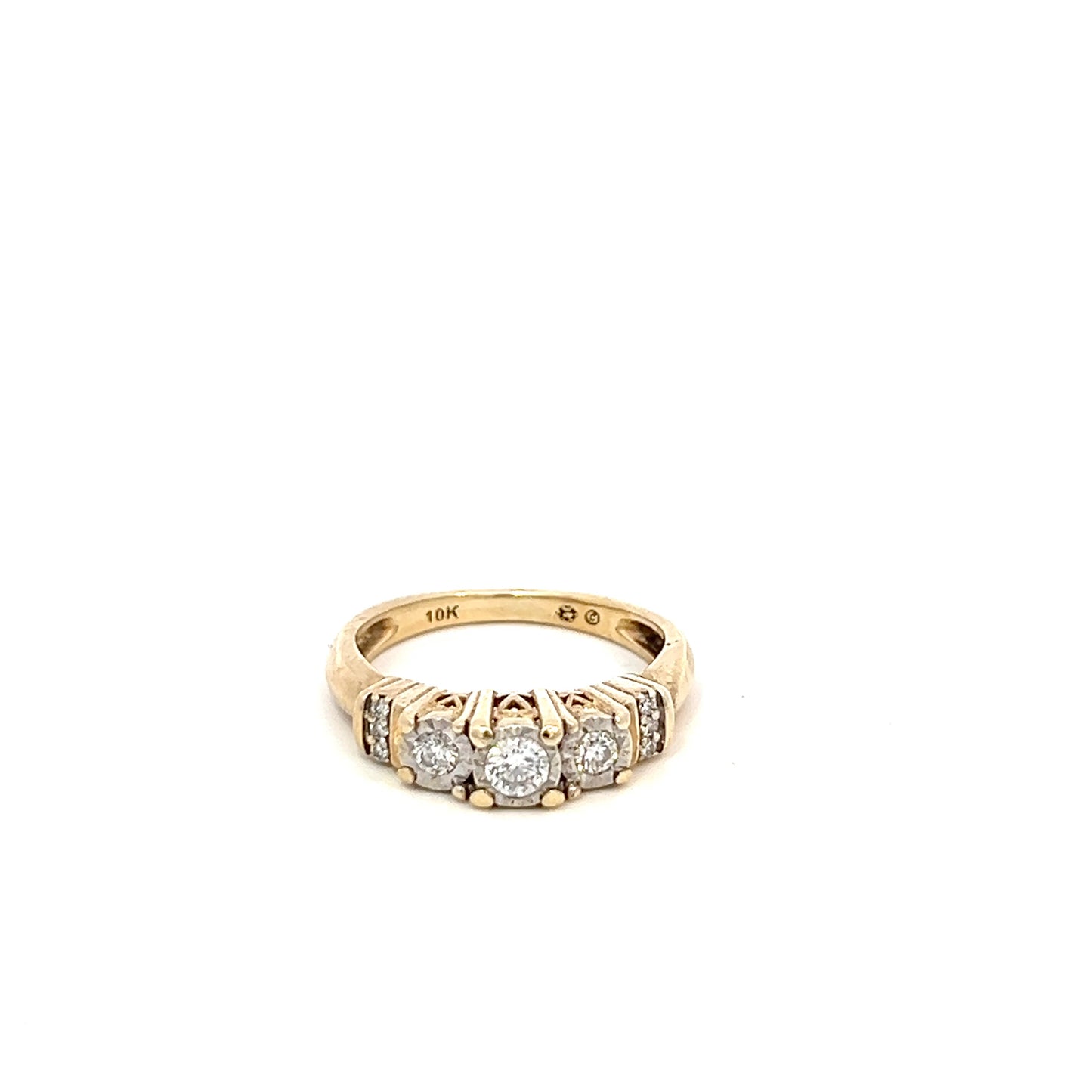 Illusion Setting Diamond Anniverary Ring - 0.22ctw - 10k - Two-Tone Gold - Size 5.5