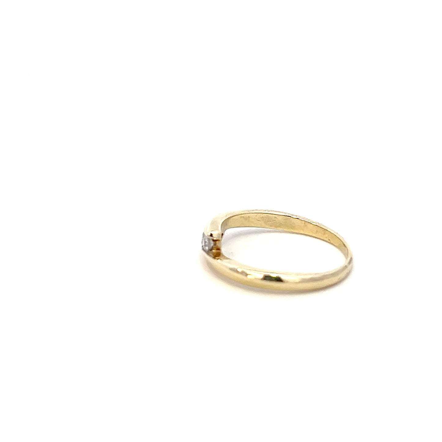 Minimalist Tri-Diamond Tension Set Ring - 10k - Yellow Gold - Size 5.5