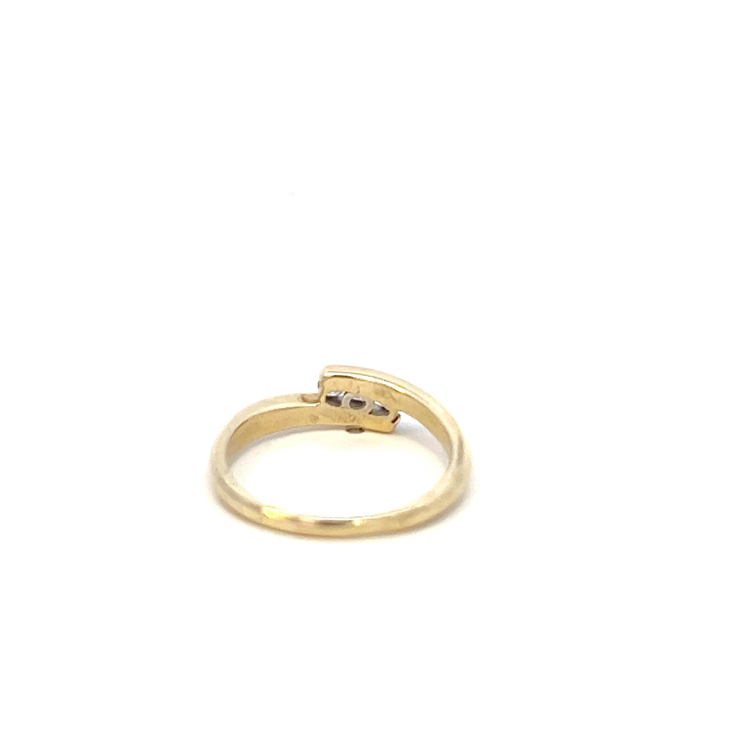 Minimalist Tri-Diamond Tension Set Ring - 10k - Yellow Gold - Size 5.5