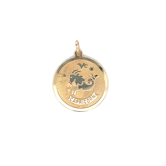 Vintage Zodiac Capricorn Pendant - 10k - Yellow Gold - 2.3g