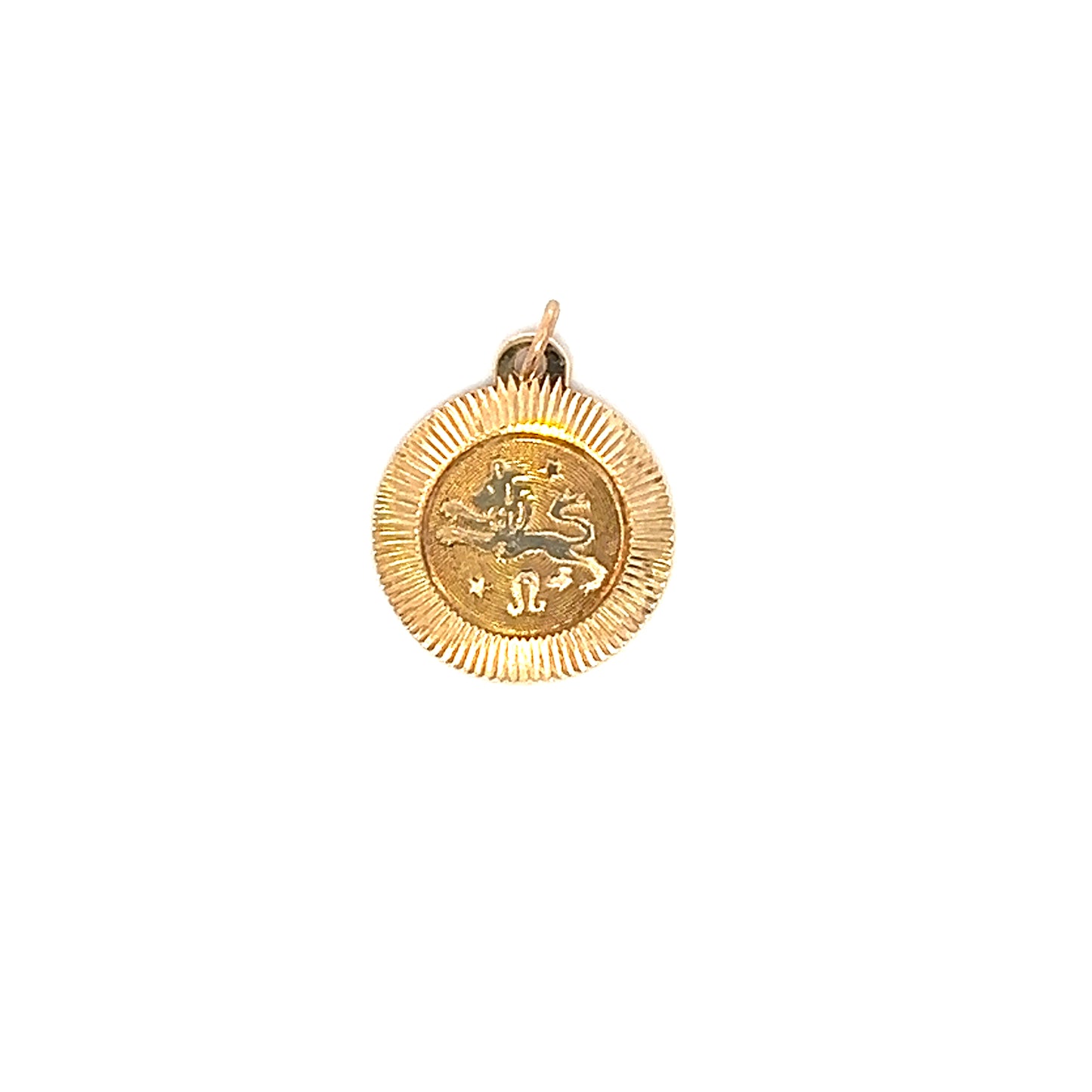 Vintage Zodiac Medallion Pendant - 'Leo' - 10k - Yellow Gold