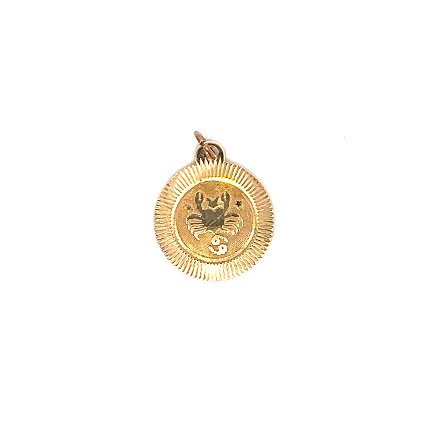 Vintage Zodiac Medallion Pendant - 'Cancer' - 10k - Yellow Gold