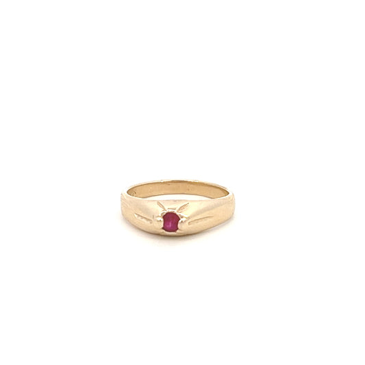 Baby Ring - Round Cut Ruby - 10k - Yellow Gold - Size 2 - Adorable - Midi