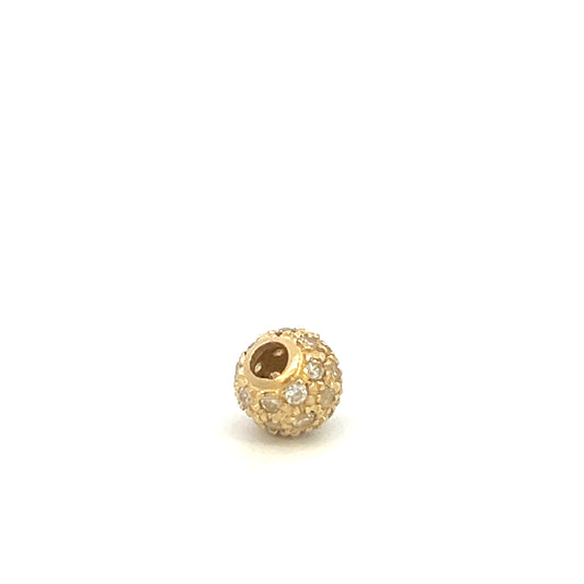 White Stone Spacer Bead Pendant - 14k - Yellow Gold - 8.5mm